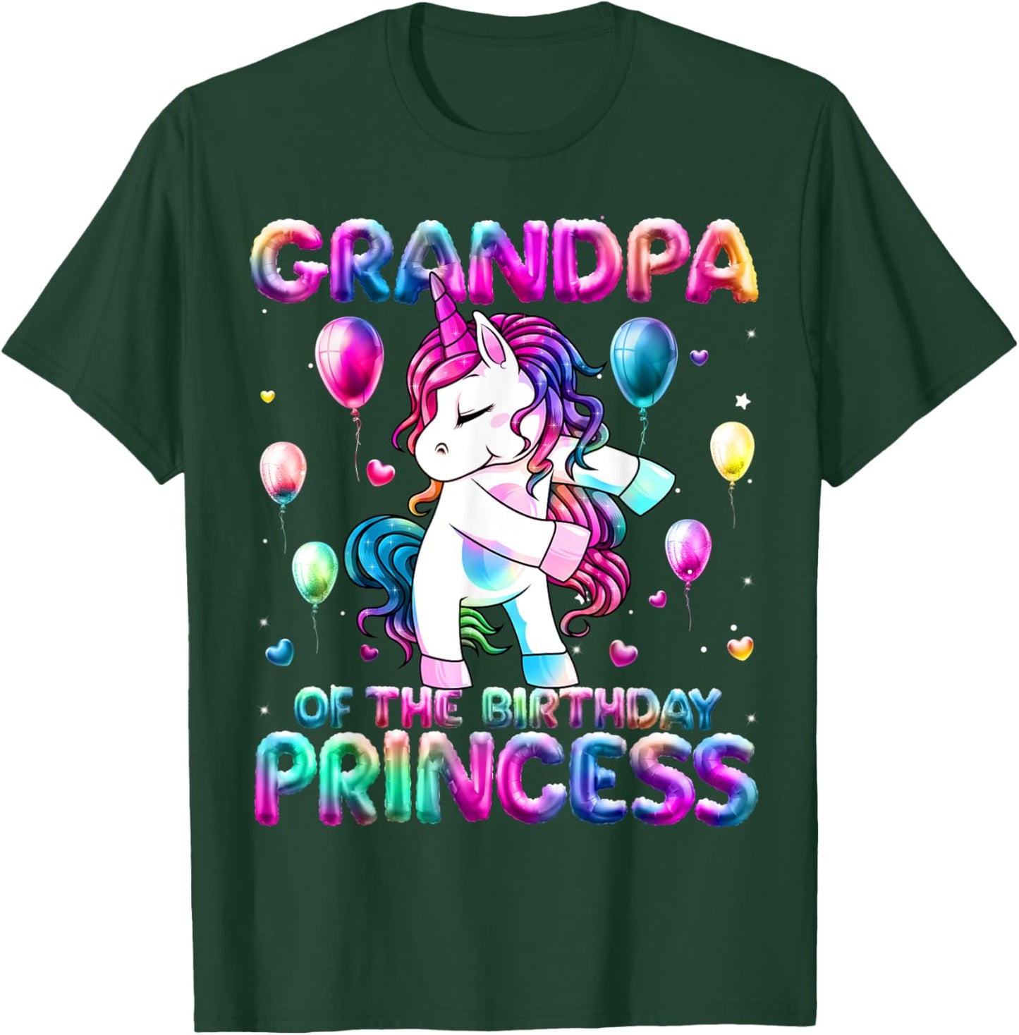 Grandpa of the Birthday Princess Girl Flossing Unicorn Papa T-Shirt - T-Shirt | Forest