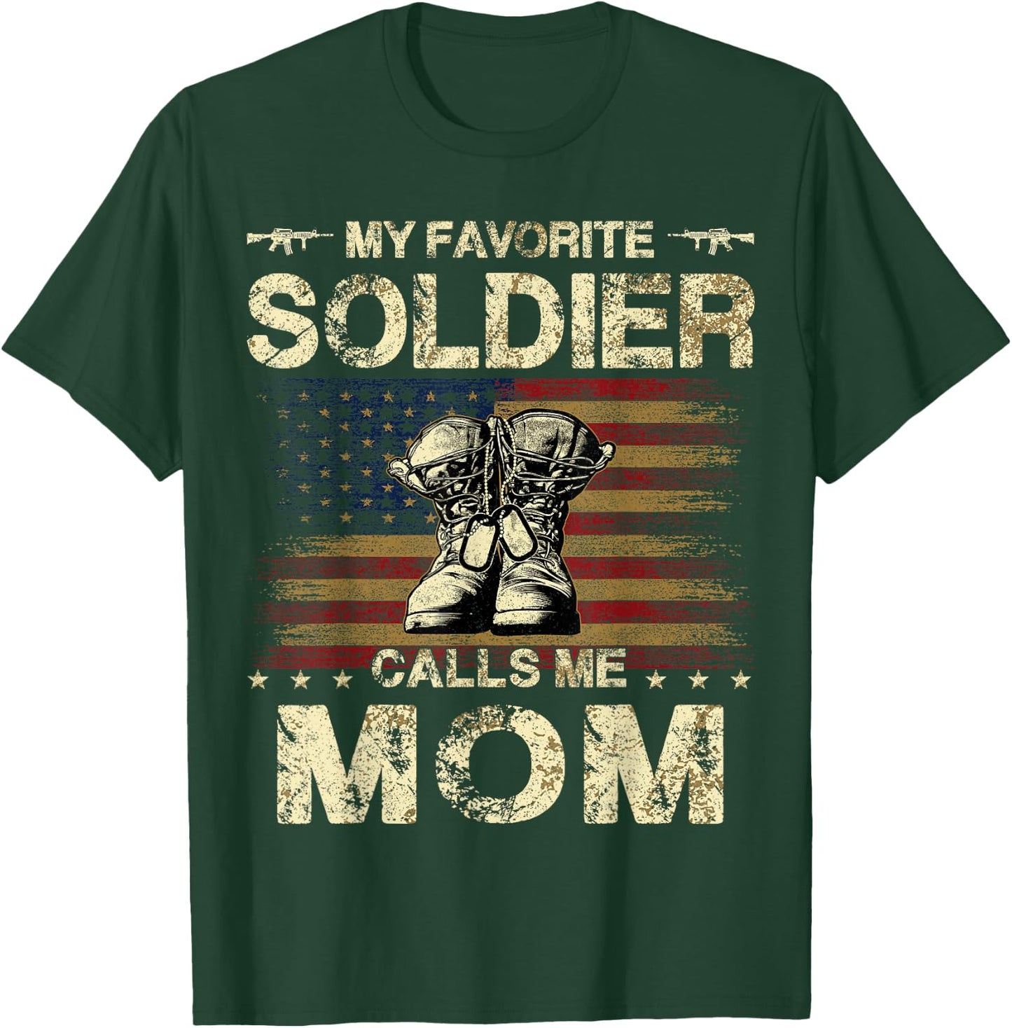 Army Family Matching Combat Boots Clothings Proud Army Mom T-Shirt - T-Shirt | Forest