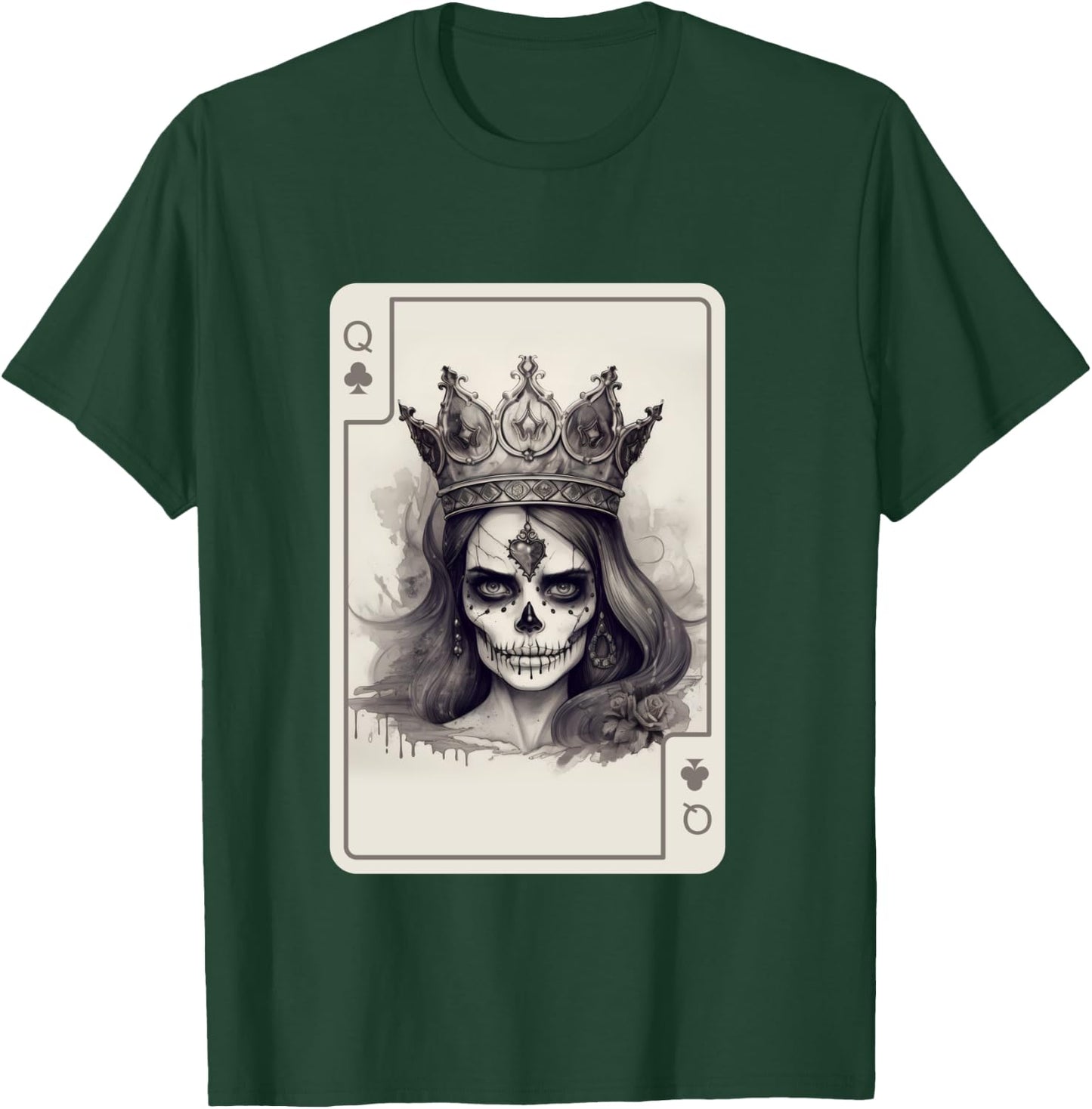 Gothic Poker Card Game Creepy Queens Skull Queen of Spades T-Shirt - T-Shirt | Forest