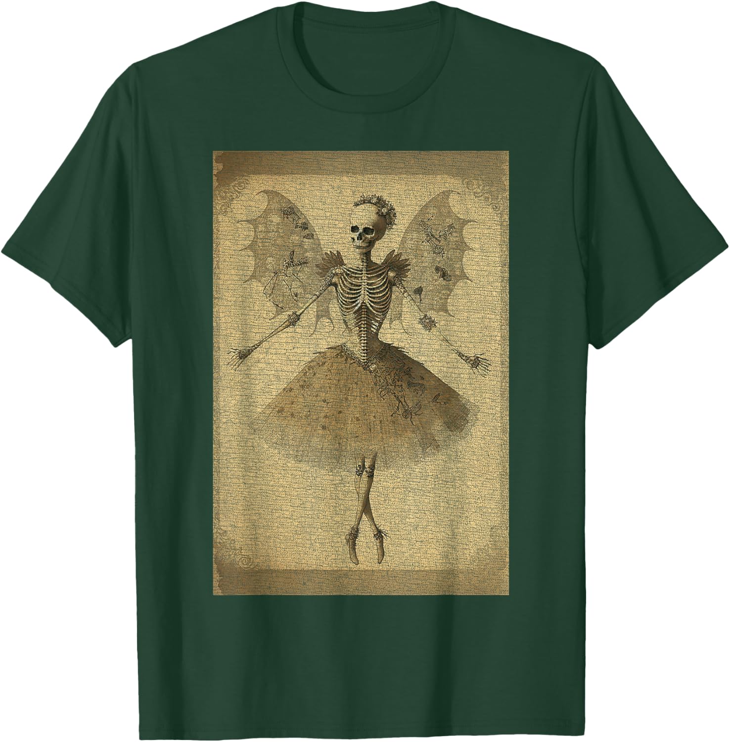Fairy Grunge Fairycore Clothing Fairy Grunge Gothic Skeleton Butterfly Wings Gothic T-Shirt - T-Shirt | Forest