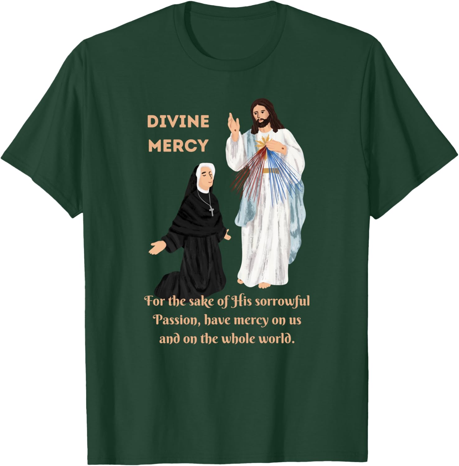 Divine Mercy Jesus and Saint Faustina T-Shirt - T-Shirt | Forest