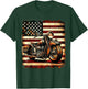 Motorcycle USA Flag Retro Biker Vintage Distressed T-Shirt - T-Shirt | Forest