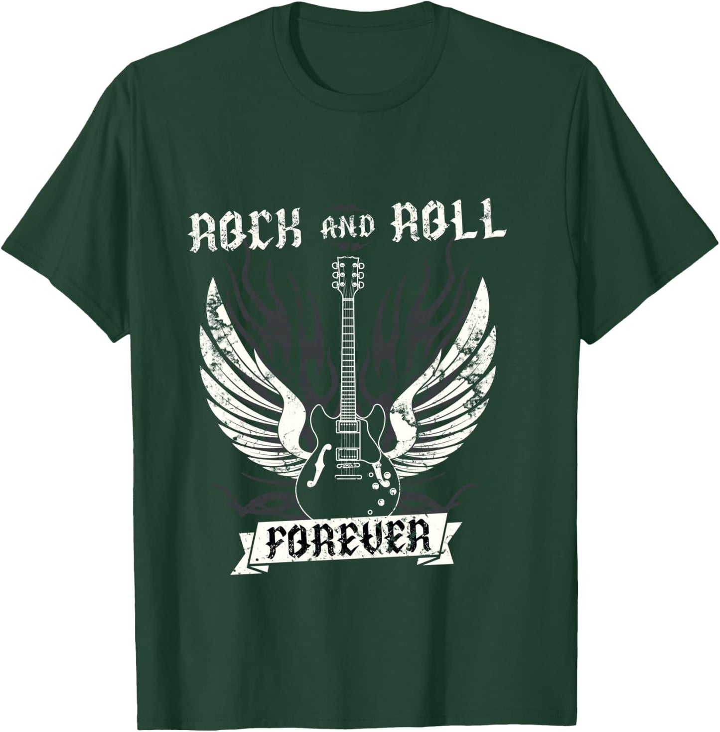 Guitar Wings 70s Vintage Retro 80s Rock & Roll Music T-Shirt - T-Shirt | Forest