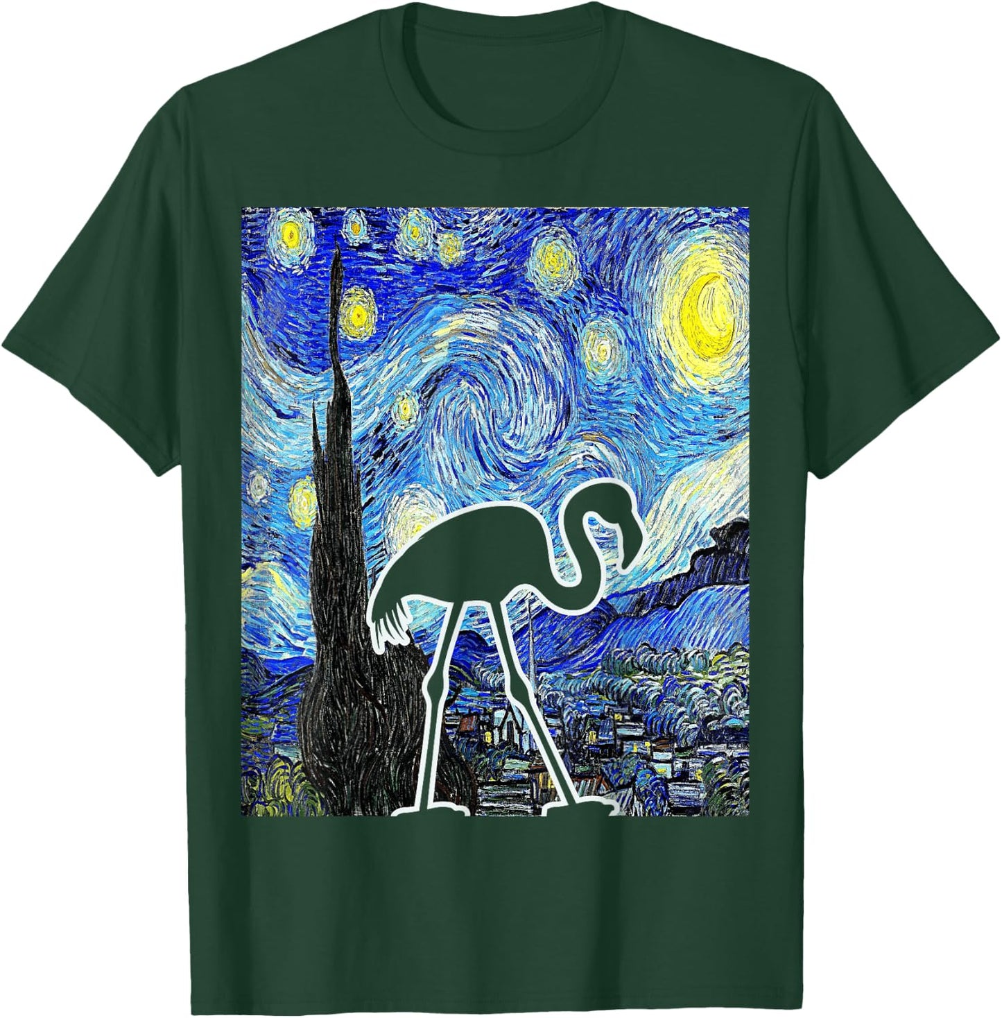 Flamingo Starry Night Flamingo Lover Van Gogh Flamingo Bird T-Shirt - T-Shirt | Forest