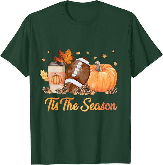 Tis The Season Football Fall Season Football Pumpkin Spice T-Shirt - T-Shirt | Forest