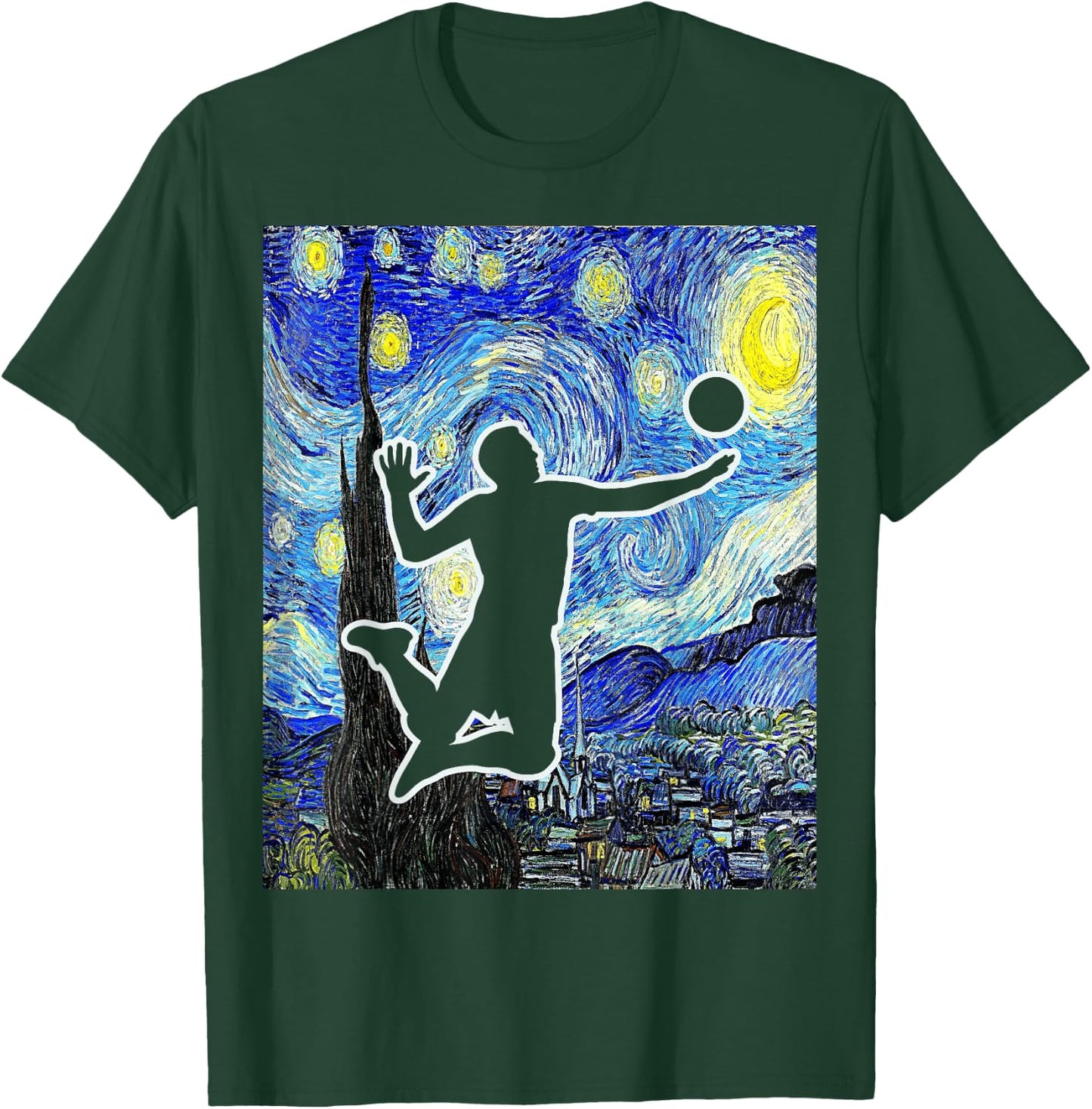 Volleyball Starry Night Volleyball Player Van Gogh Painting T-Shirt - T-Shirt | Forest