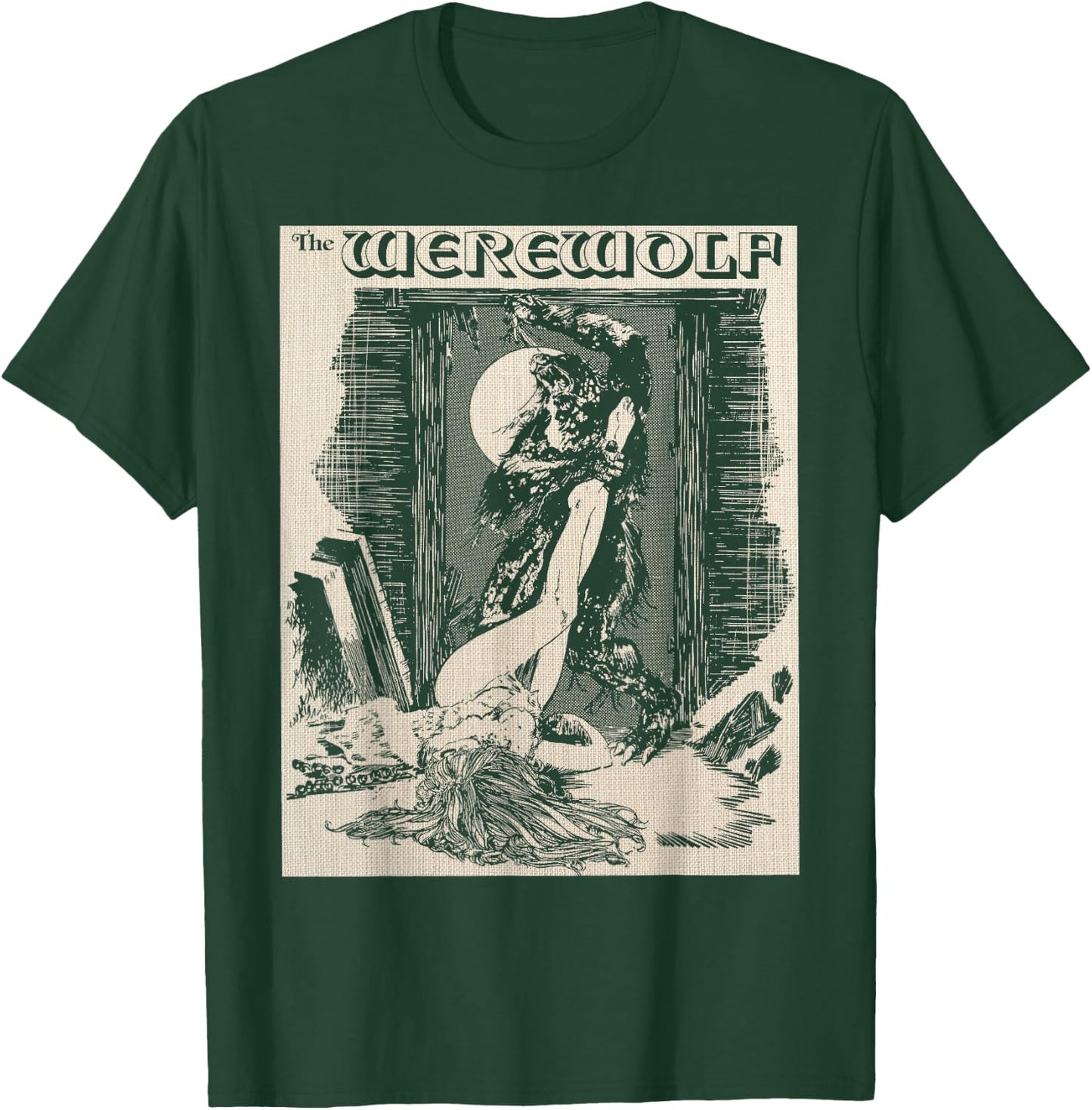 Man Wolf Werewolf Monster Horror Art Sexy Blonde Pin Up Girl T-Shirt - T-Shirt | Forest