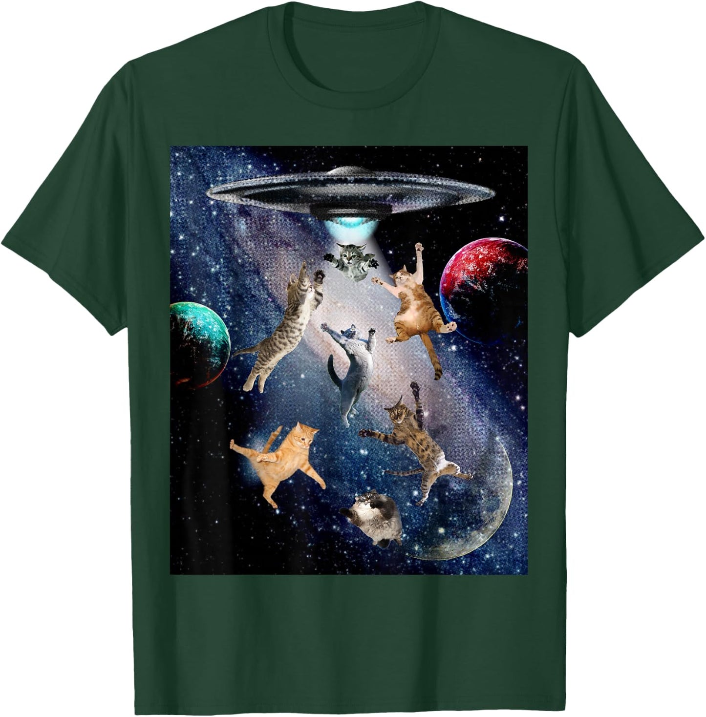 UFO Cats for Adults Galaxy Cats Cute Cat Lover T-Shirt - T-Shirt | Forest