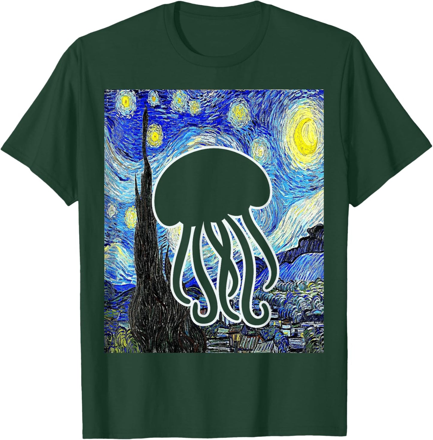 Jellyfish Starry Night Van Gogh Oceanology Jellyfish Lover T-Shirt - T-Shirt | Forest