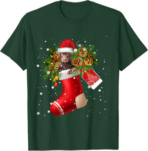 Santa Chocolate Labrador In Christmas Sock Pajama T-Shirt - T-Shirt | Forest