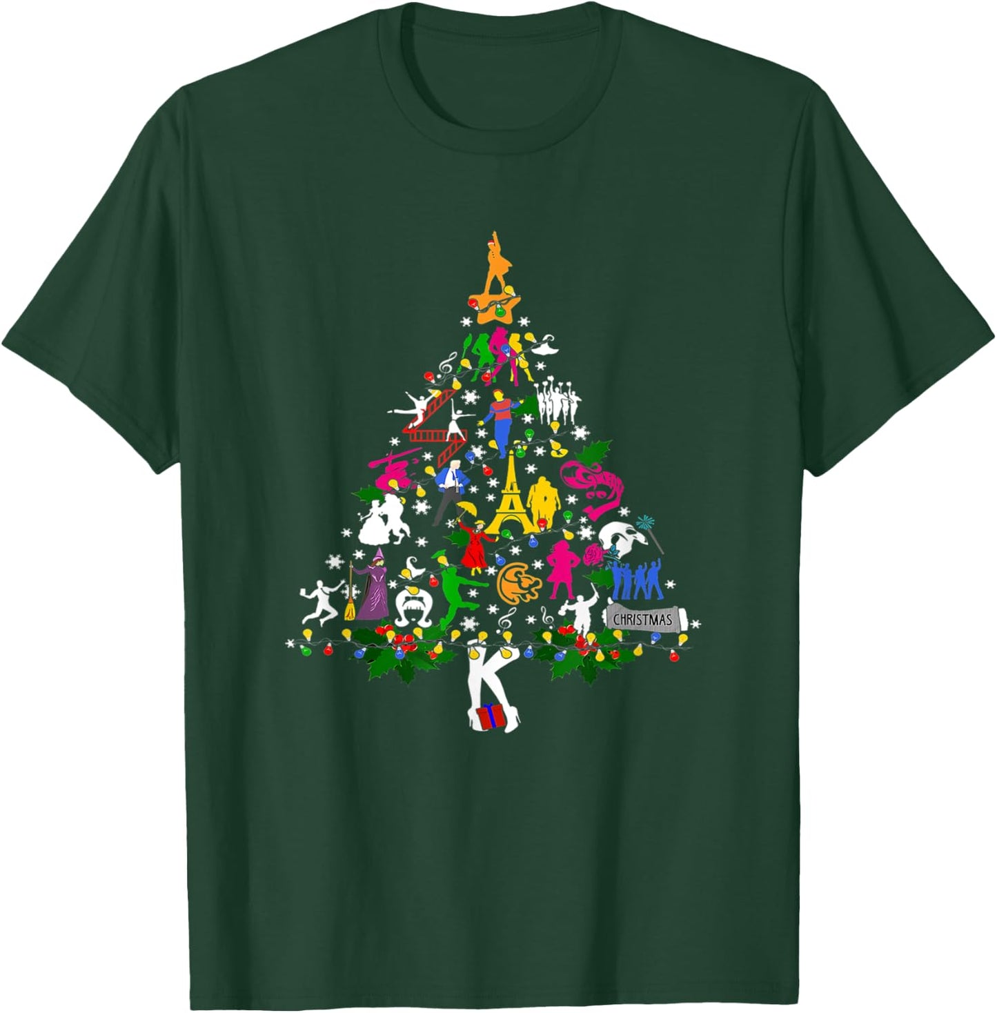 Broadway Musical Theatre Christmas Tree Funny Xmas T-Shirt - T-Shirt | Forest