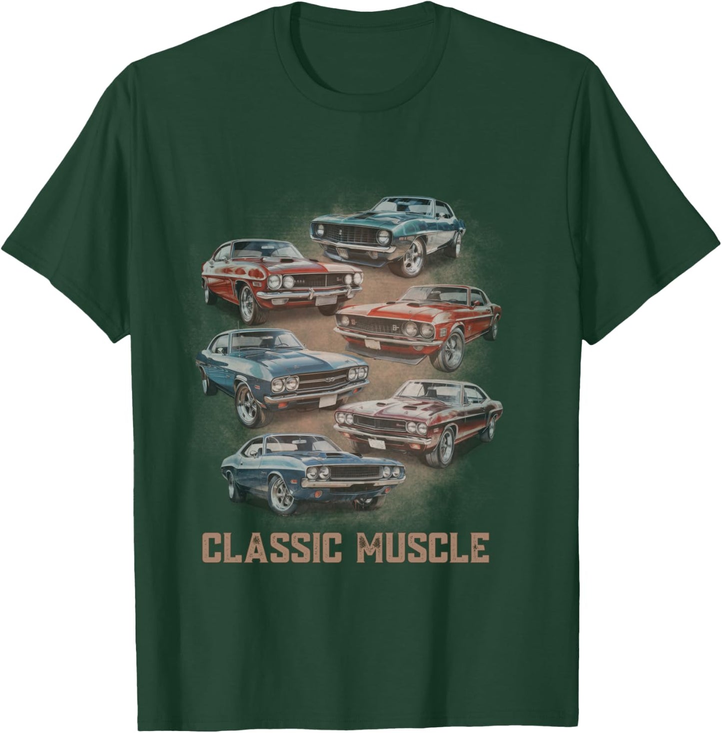 American Car Classic Muscle Car Vintage Novelty Retro Design T-Shirt - T-Shirt | Forest