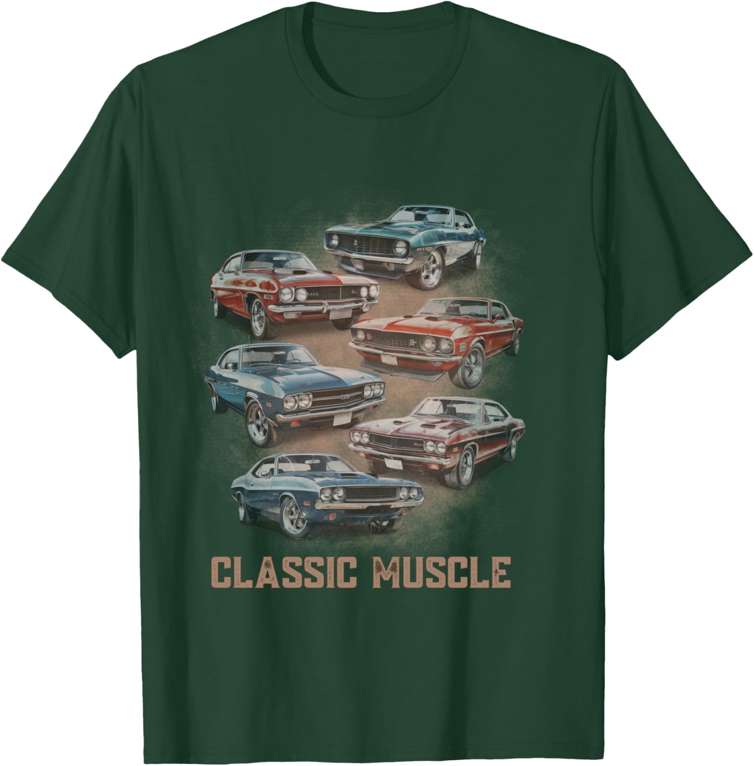 American Car Classic Muscle Car Vintage Novelty Retro Design T-Shirt - T-Shirt | Forest