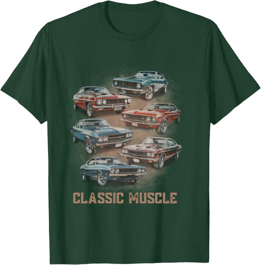 American Car Classic Muscle Car Vintage Novelty Retro Design T-Shirt - T-Shirt | Forest