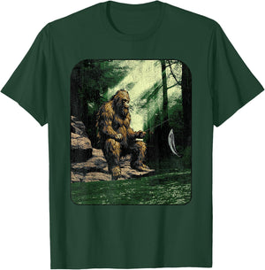 Big foot fishing, cool fishing fisher men T-Shirt - T-Shirt | Forest
