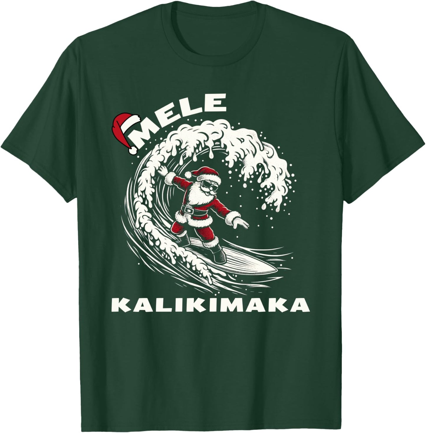 hawaiian christmas mele kalikimaka Santa Claus Surfing T-Shirt - T-Shirt | Forest