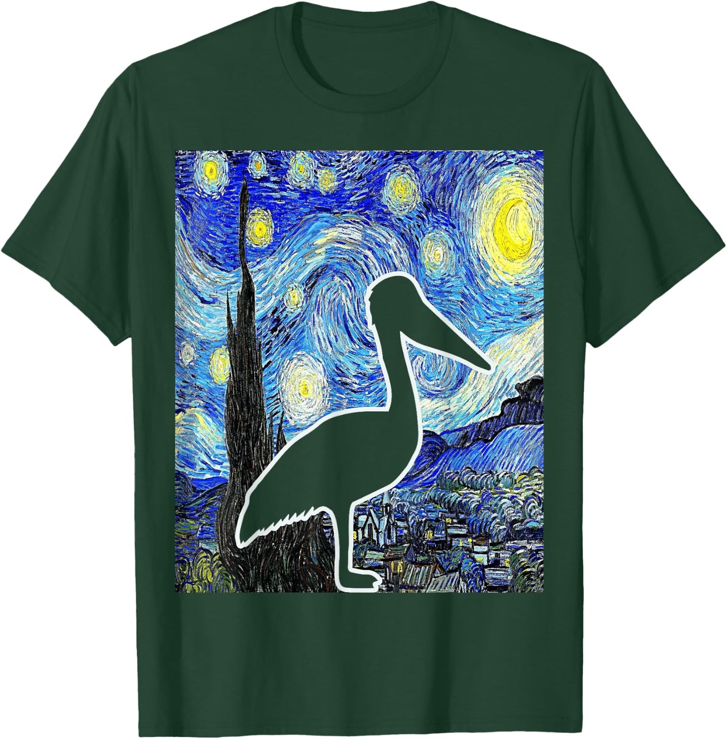 Pelican Starry Night Pelican Lover Pelican Birdwatching T-Shirt - T-Shirt | Forest