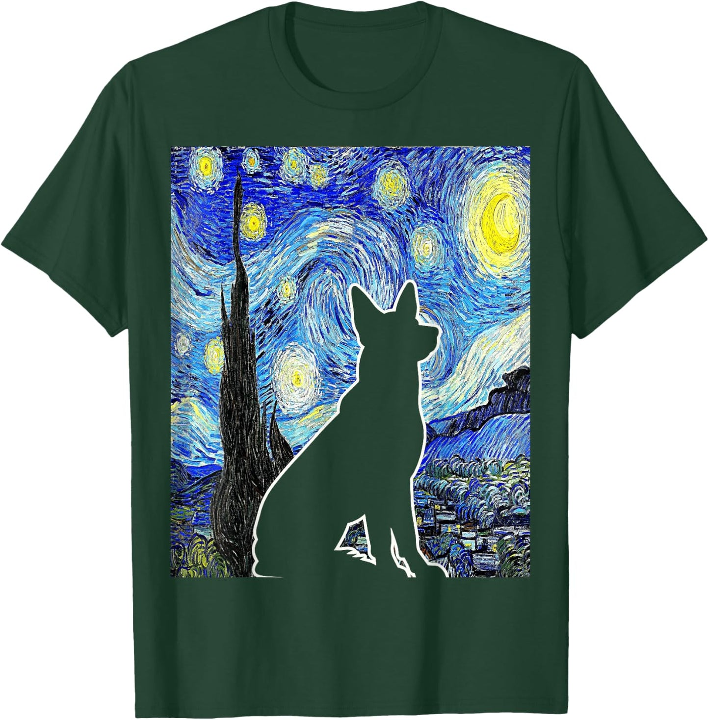 Dog Starry Night Van Gogh Funny Dog Lover T-Shirt - T-Shirt | Forest