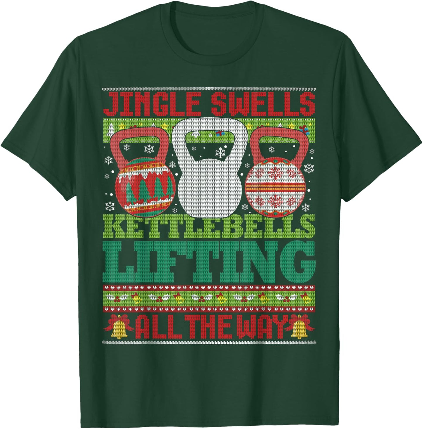 Ugly Christmas Gym Kettlebell Weightlifting Fitness Gift T-Shirt - T-Shirt | Forest