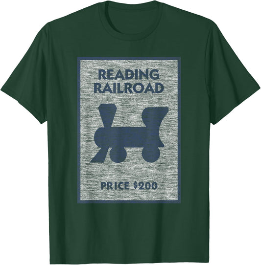 Monopoly Reading Railroad Vintage Place Icon Logo T-Shirt - T-Shirt | Forest