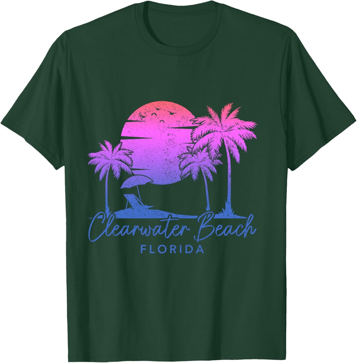 Clearwater Beach Florida FL Surfer Vintage Sunset T-Shirt - T-Shirt | Forest
