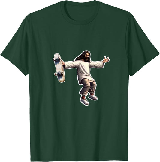 Steezus Christ Shredding Skateboard Trending Meme T-Shirt - T-Shirt | Forest