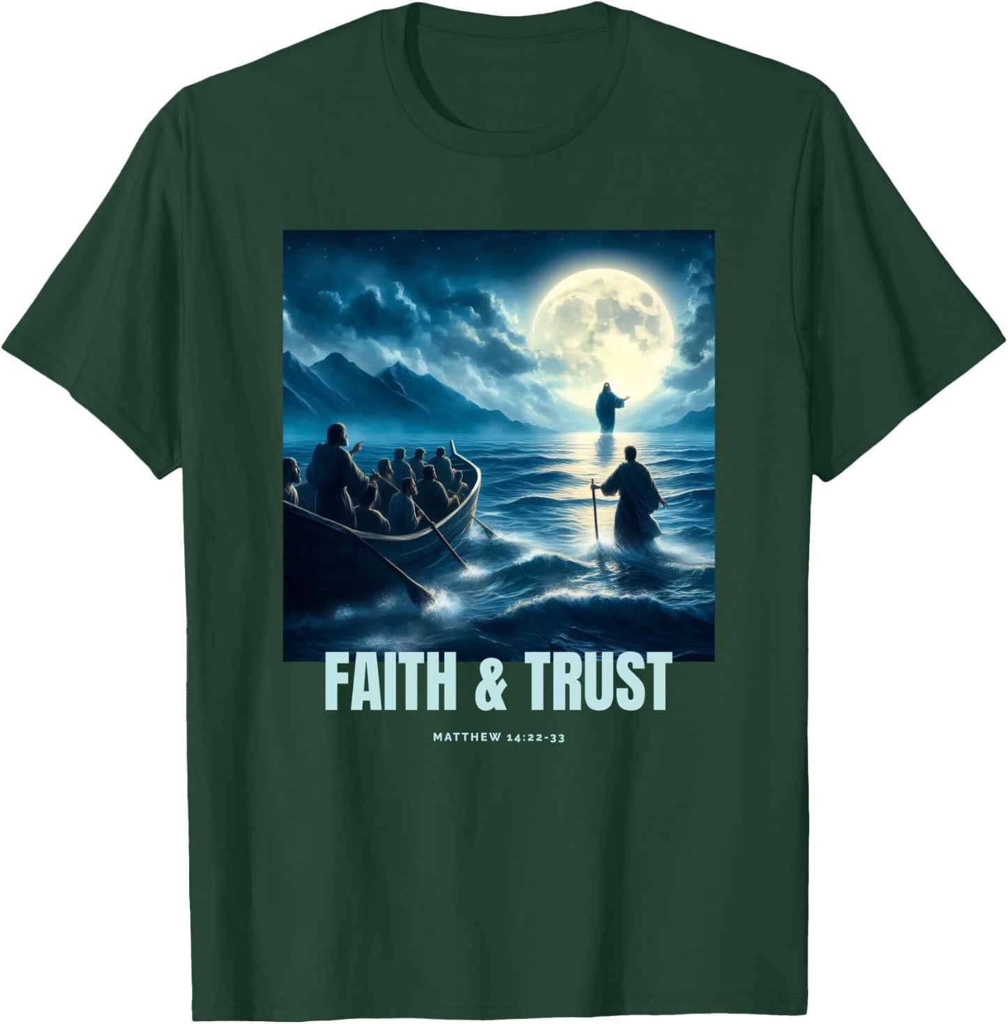 Faith Inspired Image Of Jesus Walking On Water T-Shirt - T-Shirt | Forest