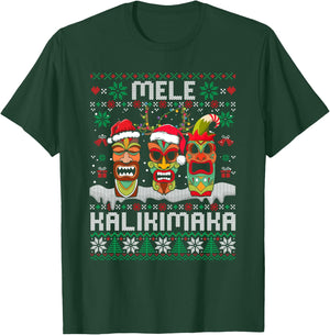 Ugly Christmas Sweater Mele Kalikimaka Hawaiian Xmas Pajamas T-Shirt - T-Shirt | Forest