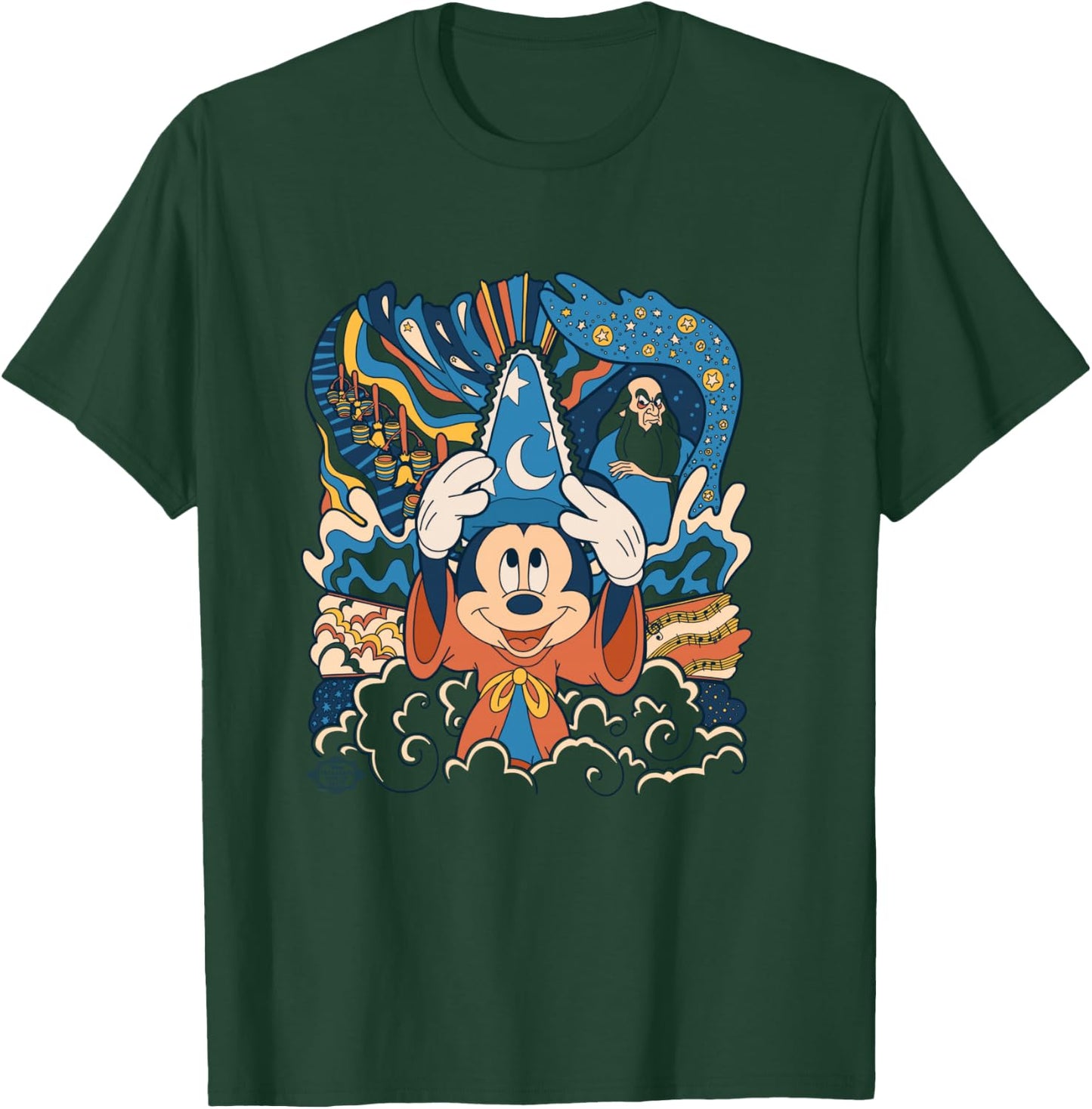 Disney Fantasia Mickey Mouse Sorcerer’s Apprentice Retro T-Shirt - T-Shirt | Forest