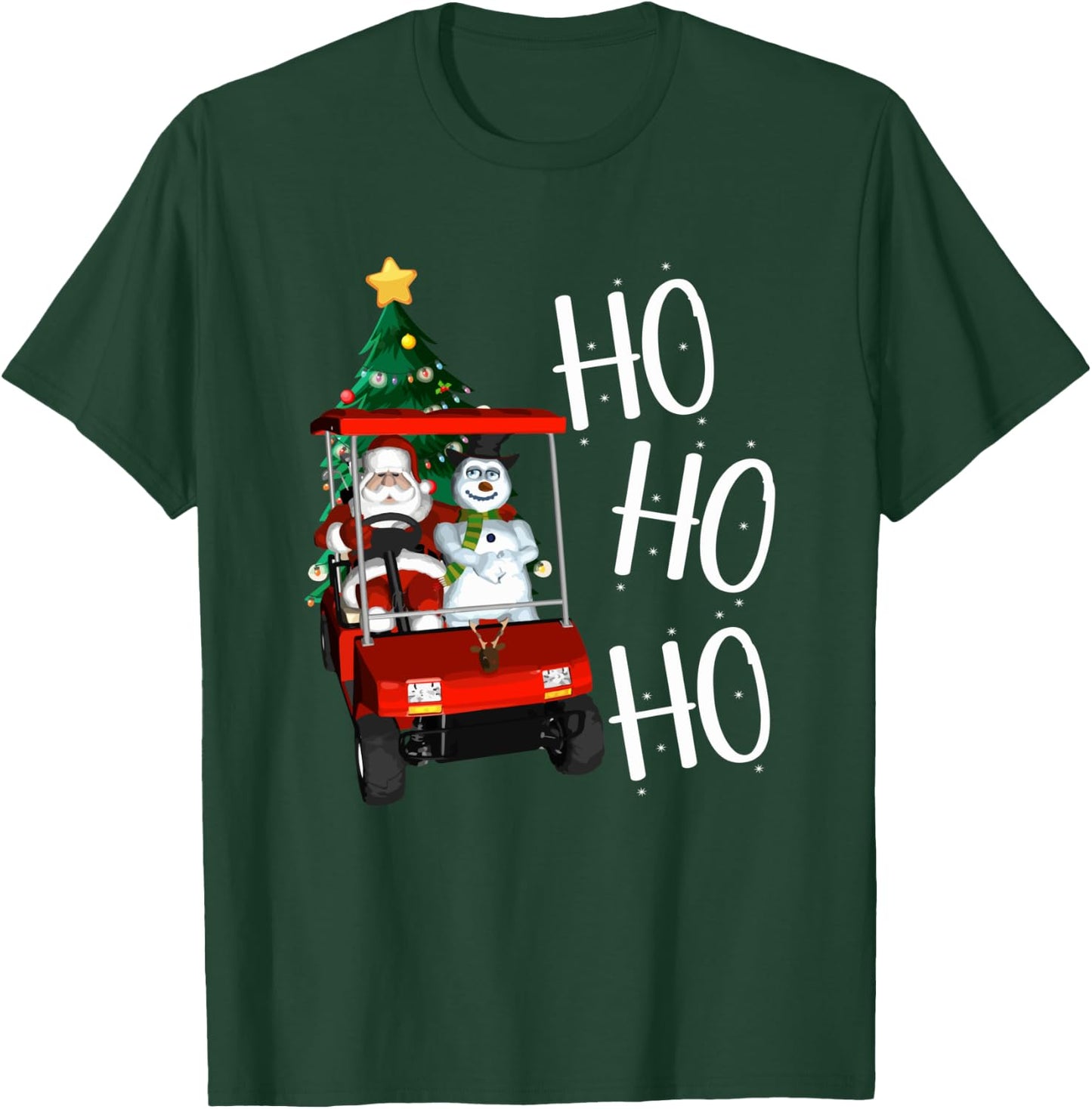 Ho Ho Funny Santa On Golf Cart With Christmas Tree T-Shirt - T-Shirt | Forest
