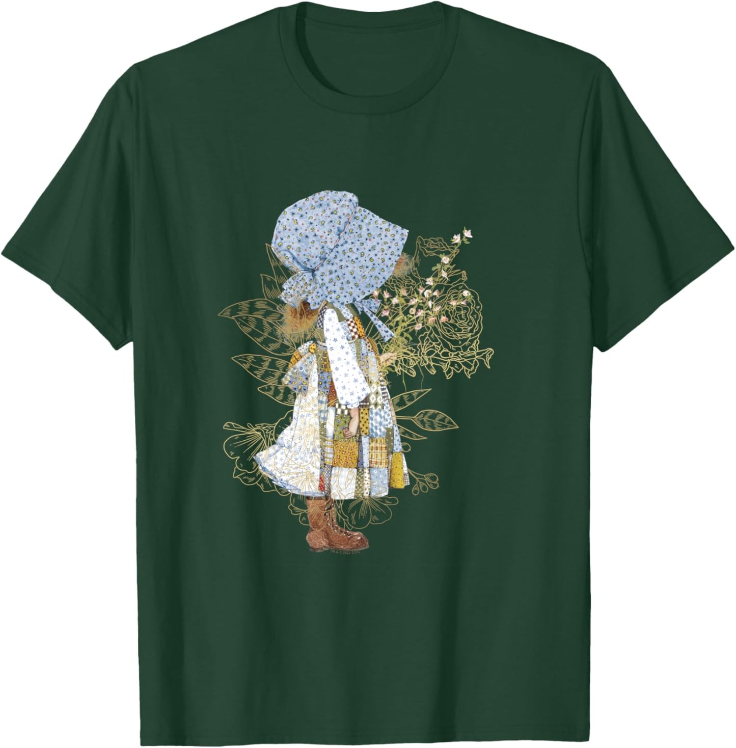 Holly Hobbie County Girl Holding Flowers Sweet Vintage T-Shirt - T-Shirt | Forest