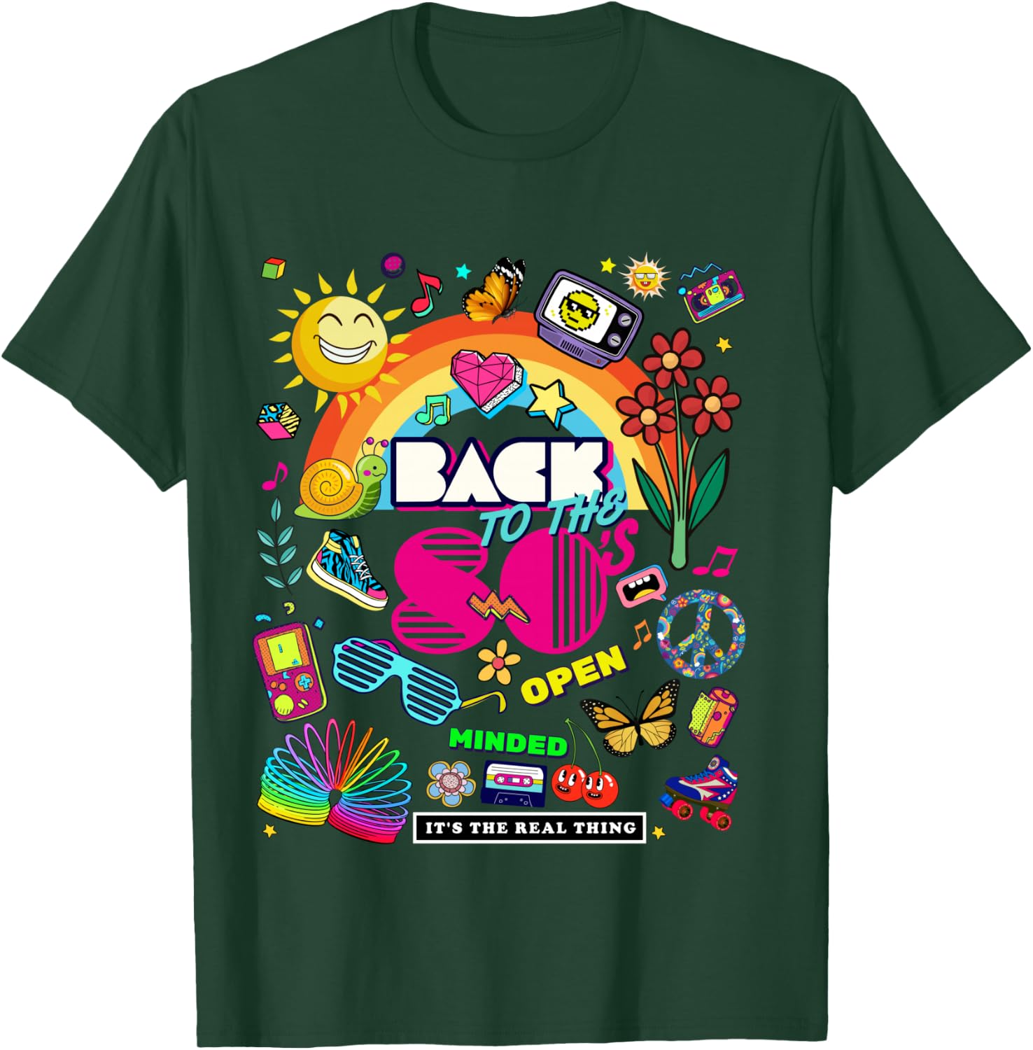 I Love 80's Retro Back To 80's Stuff Illustration Graphic T-Shirt - T-Shirt | Forest