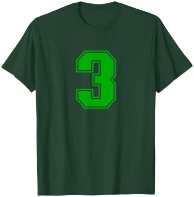 Number #3 Green Sports Fan Jersey Number T-Shirt - T-Shirt | Forest