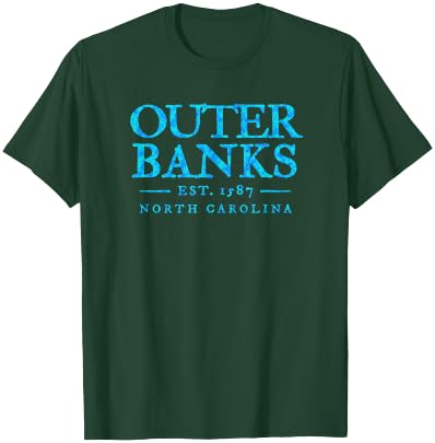 Outer Banks NC OBX Colorful Text Retro Preppy Throwback T-Shirt - T-Shirt | Forest