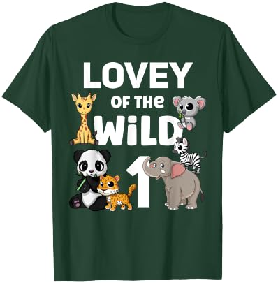 Lovey of the Wild One Zoo 1st Birthday Party Safari Jungle T-Shirt - T-Shirt | Forest