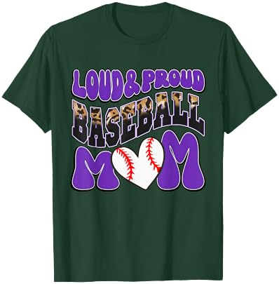 Loud Proud Baseball Mom Purple Team Leopard Baseball Mom T-Shirt - T-Shirt | Forest