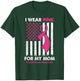 I Wear Pink For My Mom Breast Cancer Awareness Us Flag T-Shirt - T-Shirt | Forest