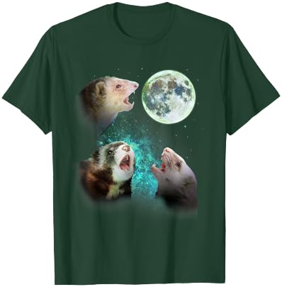 Three Ferrets Howl At Moon 3 Wolfs Wolves - Funny Parody T-Shirt - T-Shirt | Forest