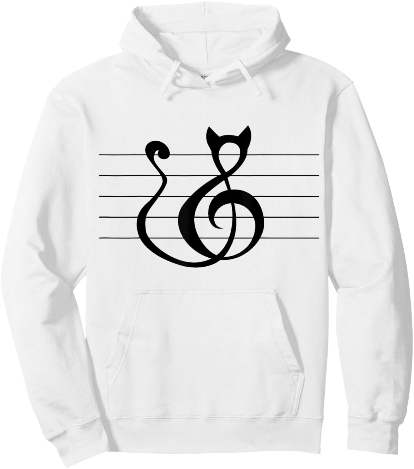Cat Treble Clef Music and Cat Lover T Shirt Singer Animal Hoodie - Hoodie | White