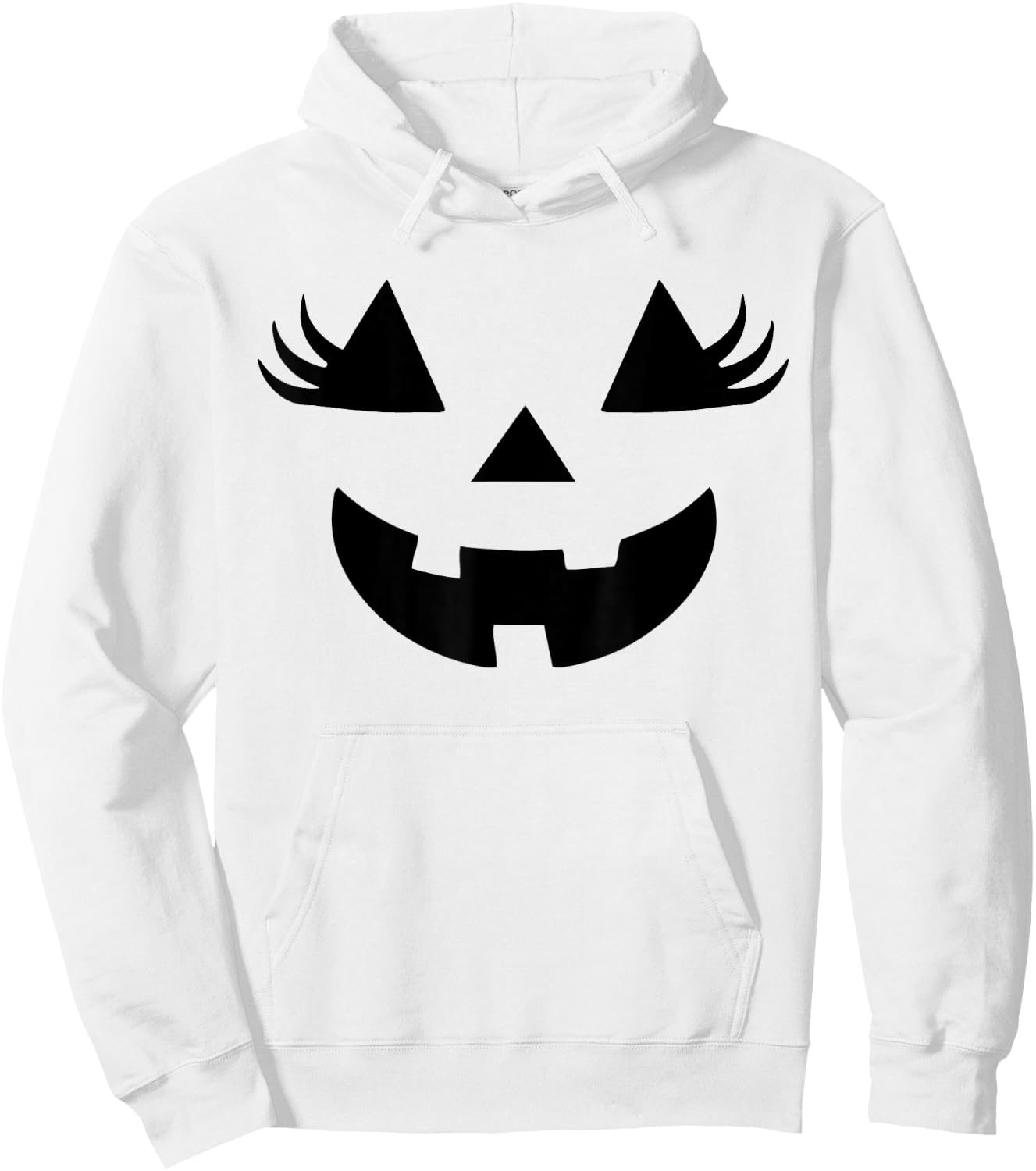Jack O Lantern Face Pumpkin Eyelashes Halloween Women Girls Hoodie - Hoodie | White