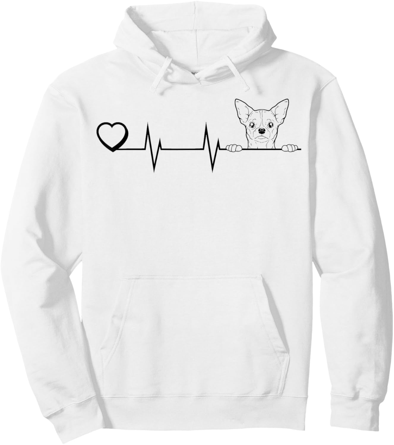 Chihuahua Heartbeat Dog Breed Chihuahua Heart Men Women Kids Hoodie - Hoodie | White