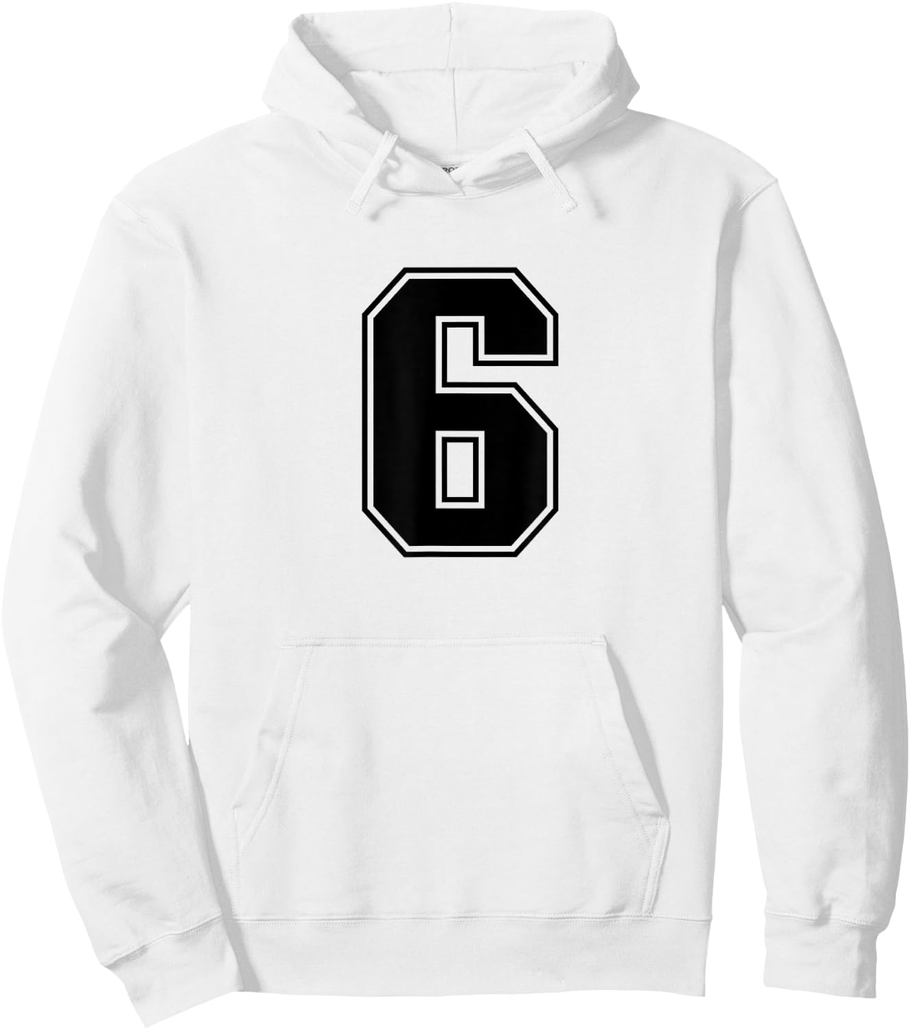 Number #6 Black Sports Fan Jersey Number Hoodie - Hoodie | White
