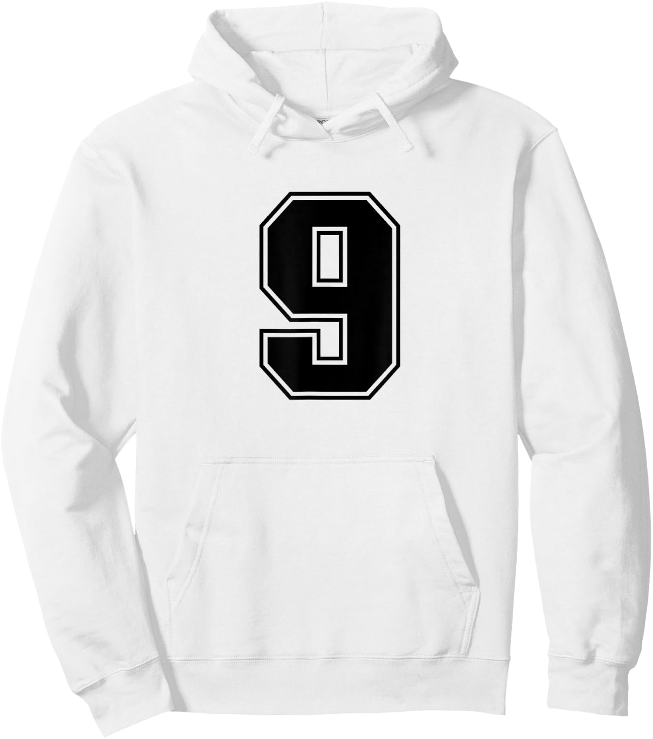 Number #9 Black Sports Fan Jersey Number Hoodie - Hoodie | White