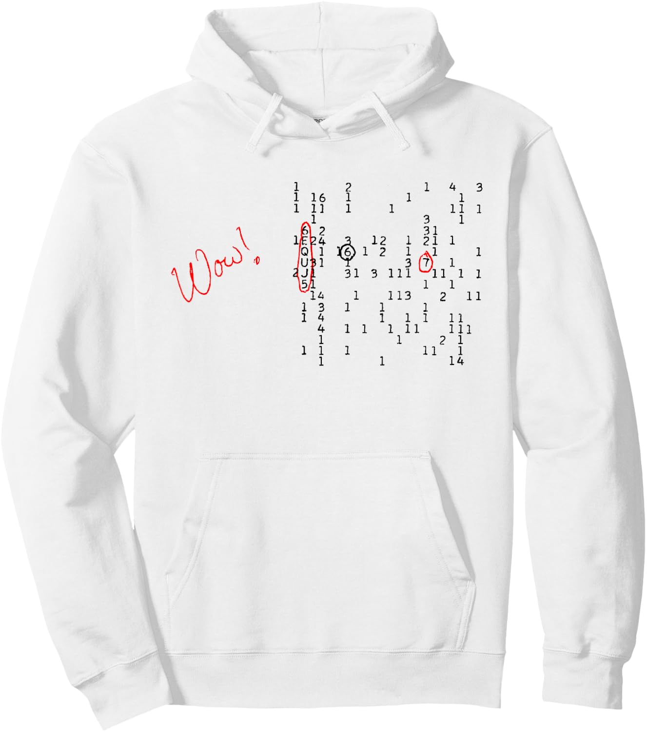 WOW! signal 6EQUJ5 15 Aug 1977 Big Ear SETI ET alien (dark) Hoodie - Hoodie | White