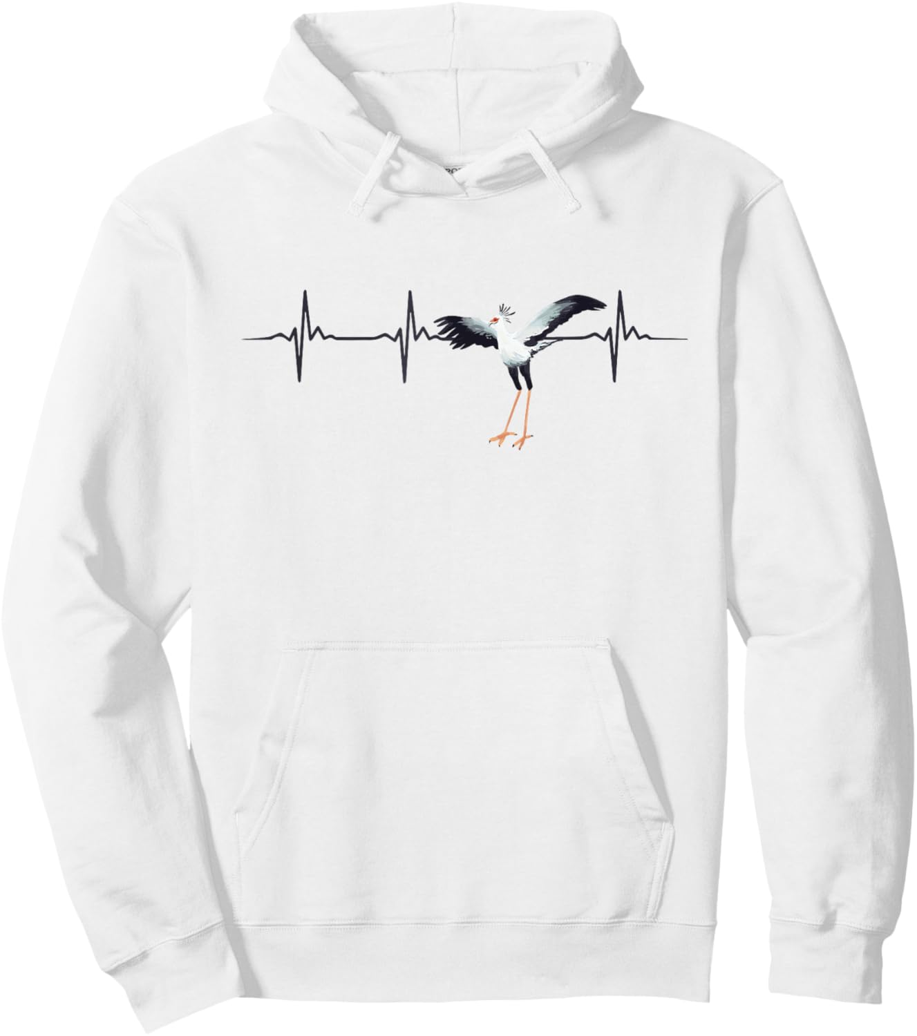 Secretary Bird Heartbeat Outfit Birding Lover Hoodie - Hoodie | White