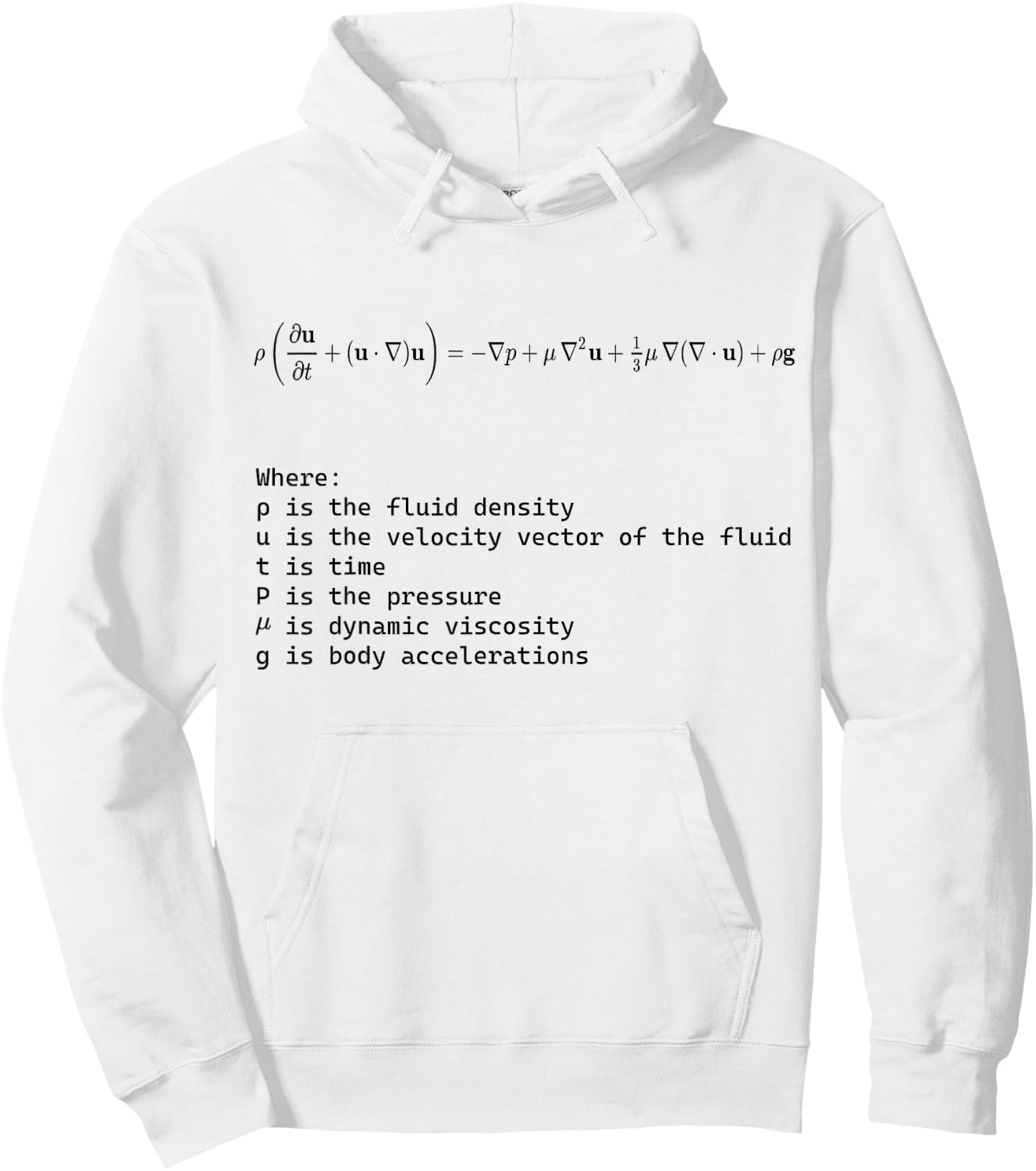 Navier Stokes Equation Fundamental Fluid Dynamics Hoodie - Hoodie | White