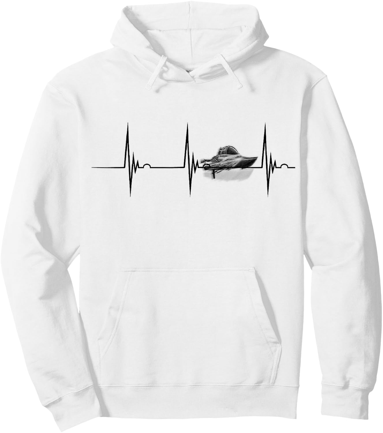 Heartbeat EKG Pulse Boater Motor Boating Drag Boat Racing Hoodie - Hoodie | White