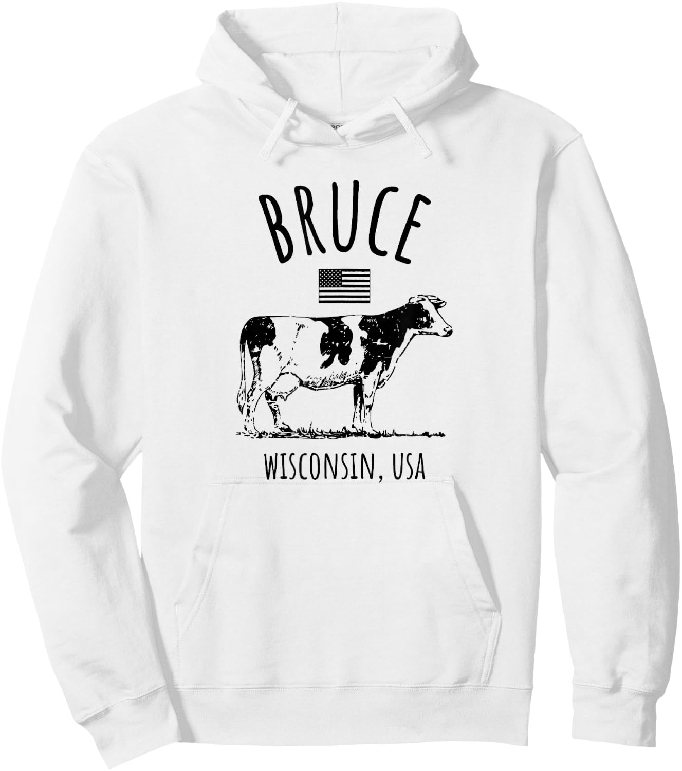 Bruce Wisconsin USA Retro Cow Vintage Style Design Hoodie - Hoodie | White