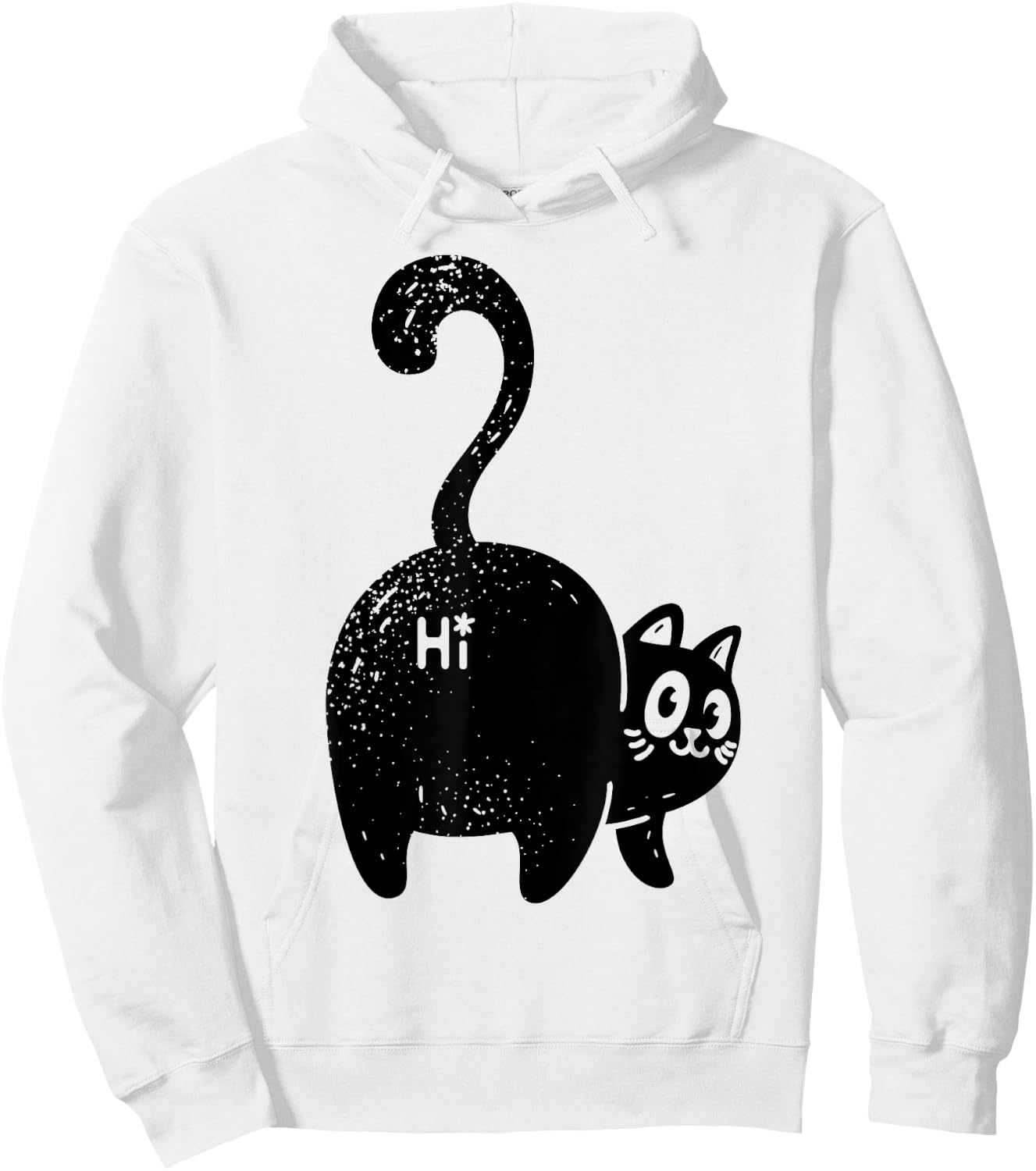 Funny Hello Black Cat Butt Gift Cat Lovers Men Women Girls Kids Hoodie - Hoodie | White
