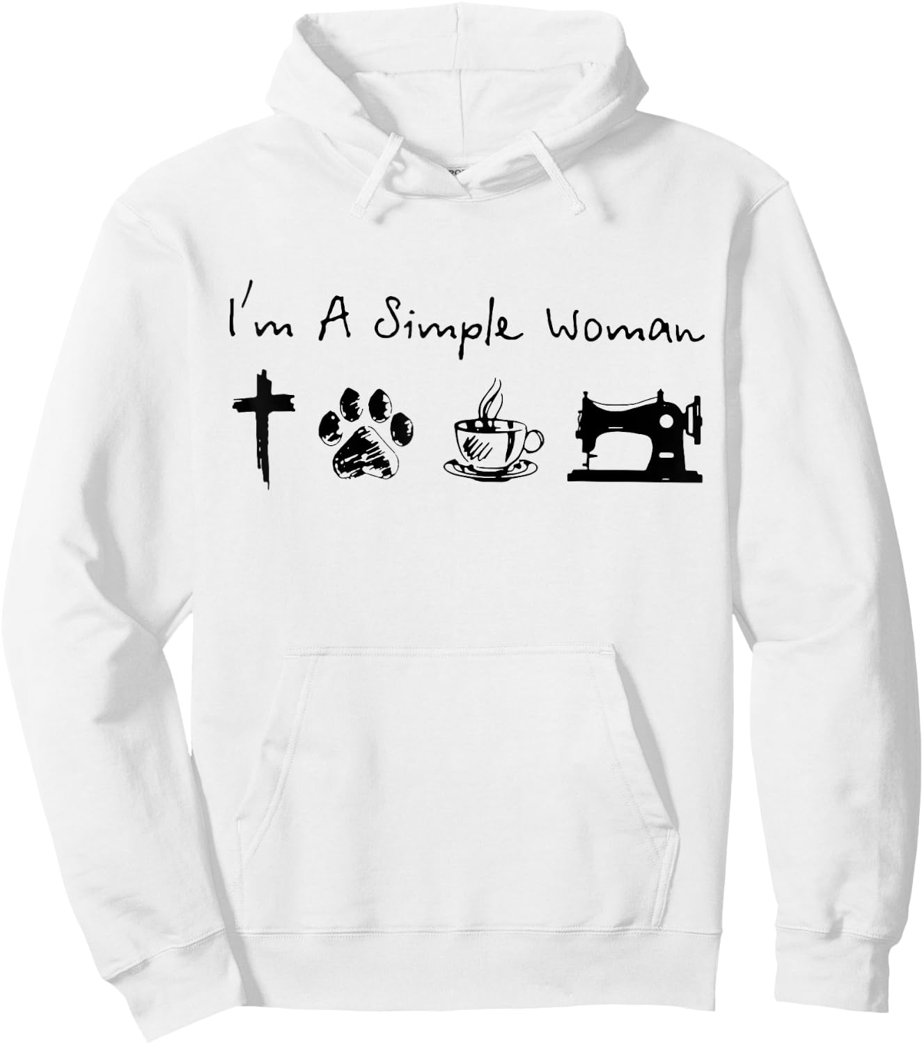 I'm A Simple Woman Jesus Dogs Cats Coffee Sewing Quilting Hoodie - Hoodie | White
